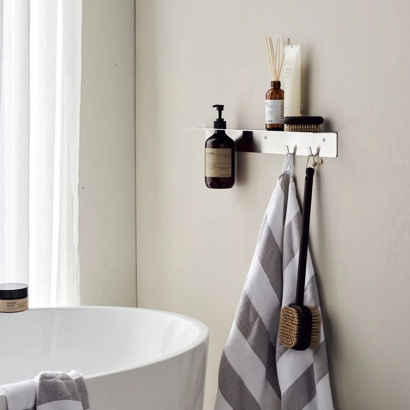 MERAKI Bottle Hanger met haken geborsteld zilver