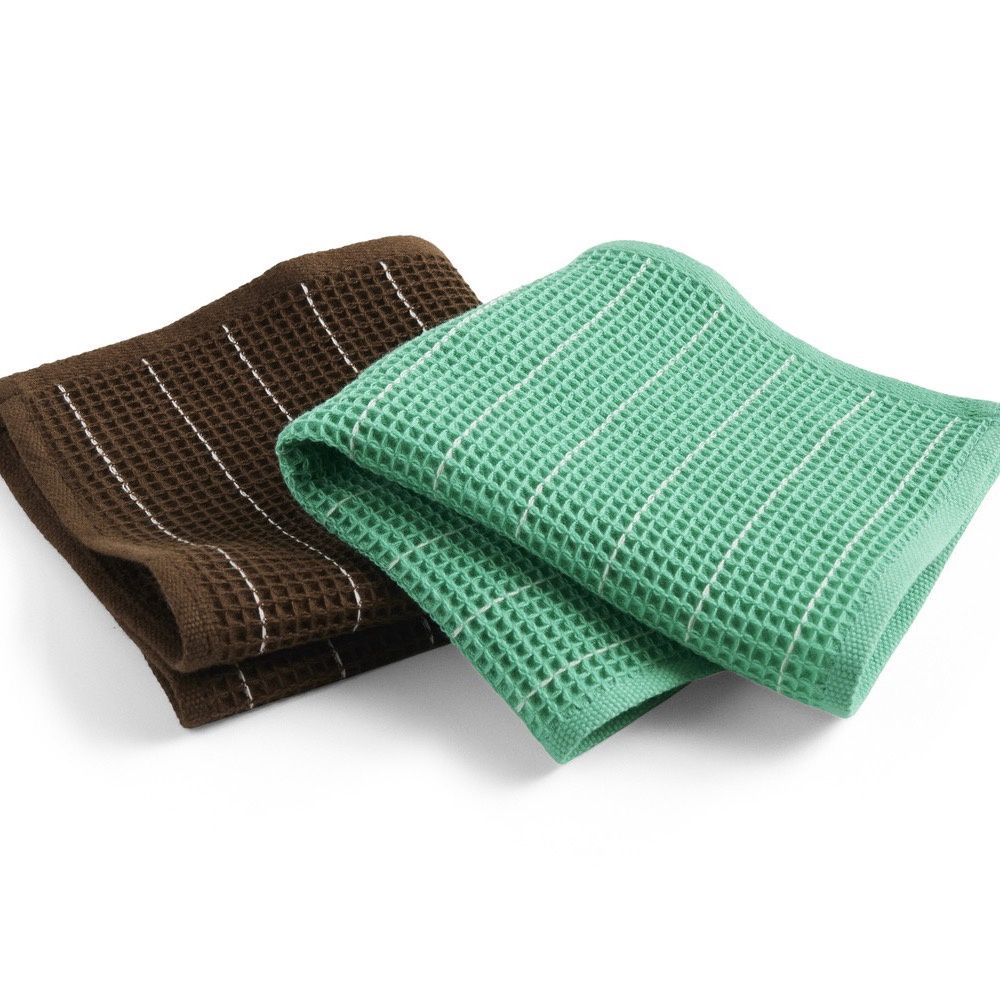 HAY Canteen vaatdoeken (set van 2), Kleur: Chocolate-Emerald