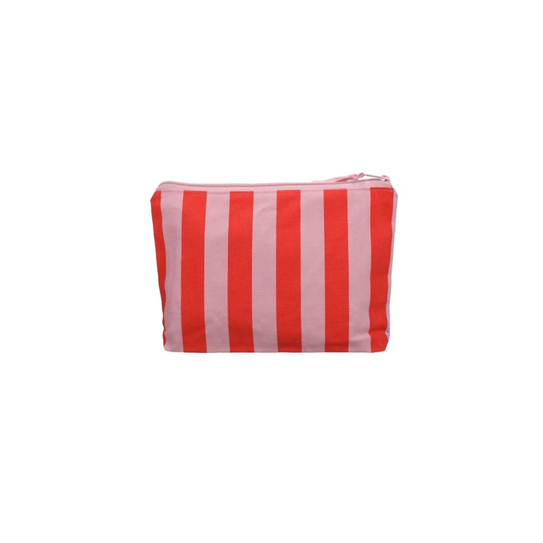 Toilettas Stripes, Kleur: litchi + poppy red