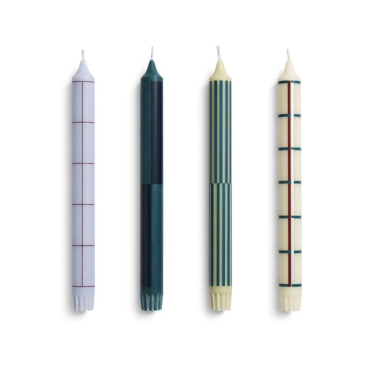 Pattern Candle - green &amp; silver
