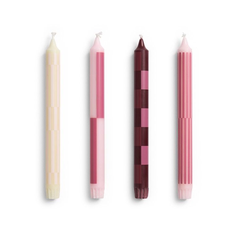 Pattern Candle - roze en bordeaux