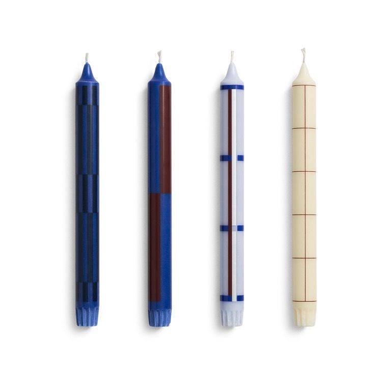 Pattern Candle - blue &amp; silver