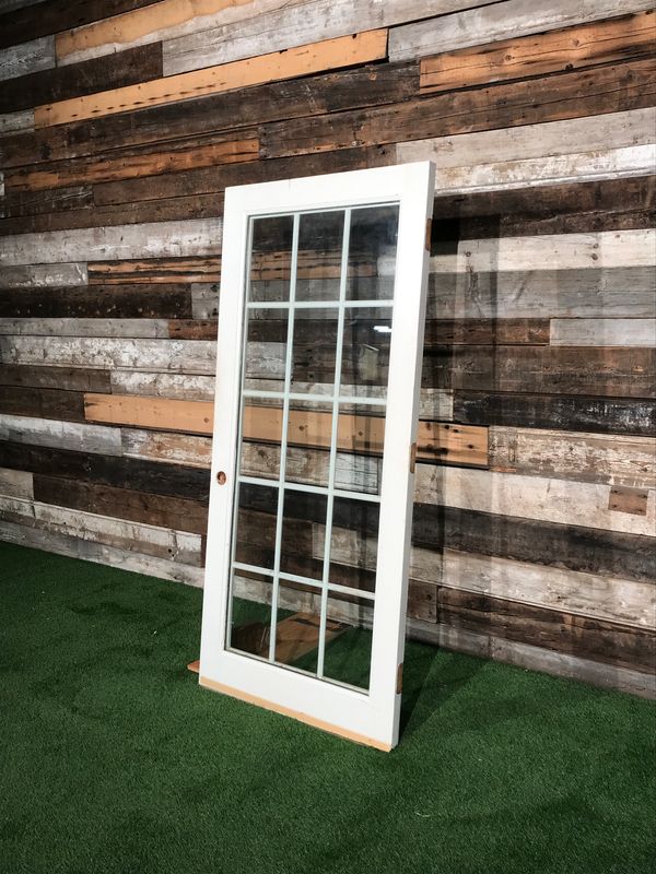 Full Lite Solid Core Glass Door with Muntins | Reclaimed Architectural Door