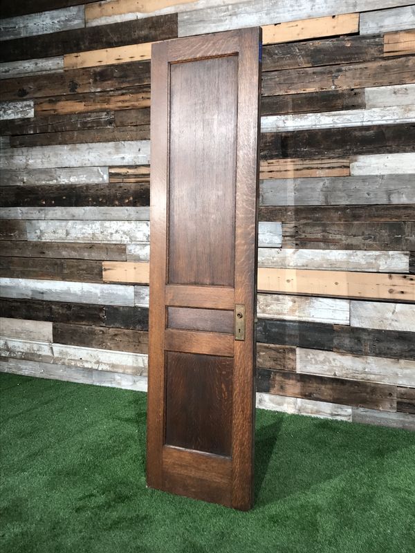 3 Panel Solid Wood Door | Tall Narrow Reclaimed Architectural Door