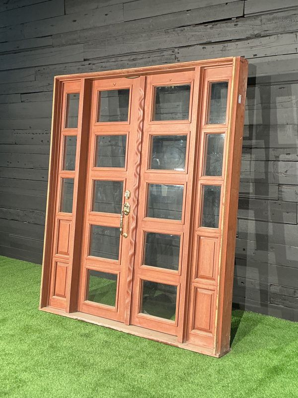French Style 5-Lite Mahogany Doorway with Sidelites