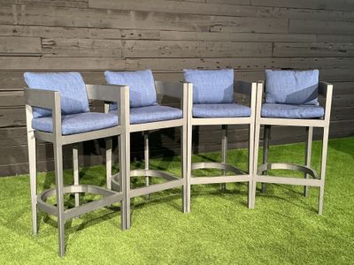 Set of 4 Balmain Aluminum Bar & Counter Stools | Modern Industrial Metal Seating