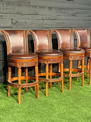 Frontgate Covington Dark Brown Leather Bar Stools | 30" Bar Height Seating