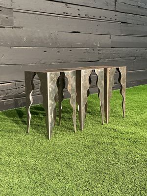 Set of 3 Contemporary Metal End Tables | Modern Industrial Accent Side Tables