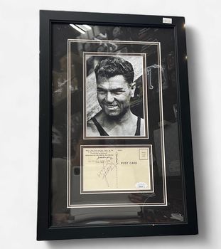 Jack Dempsey Autographed postcard with photo JSA COA