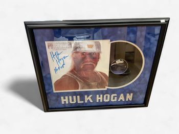 26 x 22 framed Hulk Hogan signed PiledRiver  album
