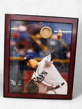 TB Rays Blake Sneller Framed Game Ball Holder w/ Photo