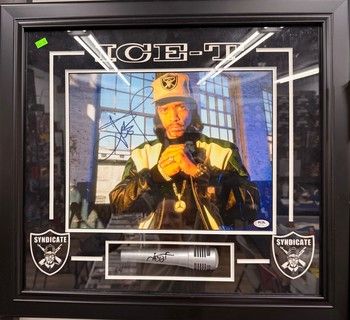 Autographed Framed Ice-T Microphone and photograph