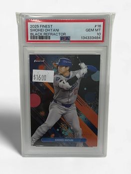 2025 Topps Finest #16 Shohei Ohtani Black Refractor GEM MT 10 PSA COA