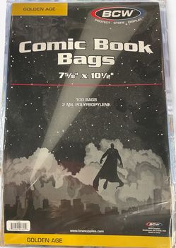 BCW Comic Book Bags 100 Package Golden Age BCW Comic Book Bags 100 Package Golden Age