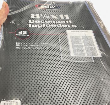BCW 8.5 x 11 Document Toploaders
