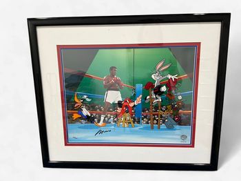 Muhammad Ali Framed Autographed “Empty that Glove” Looney Tunes print 463/650 JSA COA