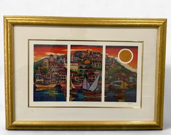 Amram Ebgi “City of Haifa” Signed Framed Art