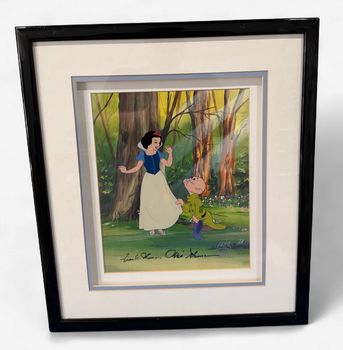 Snow White and Dopey Framed Autographed by Frank Thomas and Ollie Johnston