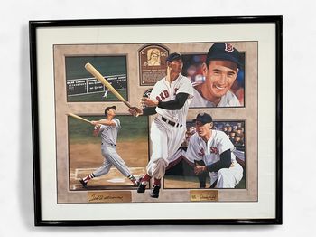 “Splendid Splinter” Ted Williams and Danny Day Framed Autographed Lithograph 300/406