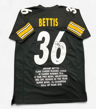 Steelers Jerome Bettis Autographed Stats Jersey Beckett COA