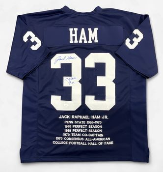 Penn State Jack Ham Autographed Stats Jersey JSA COA