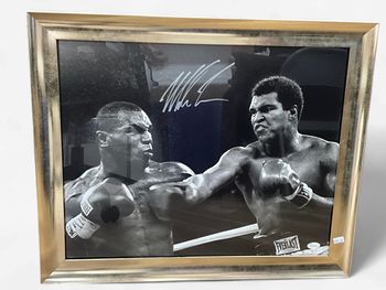 Mike Tyson Autographed Tyson vs. Ali Framed Print JSA COA