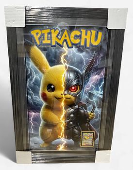 Pikachu/Thor Pikachu  w/ Pikachu ex card Framed Print