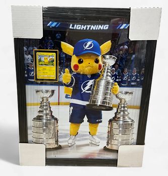Tampa Bay Lightning Pikachu with Pikachu card framed print