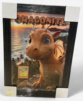 Dragonite with card framed print