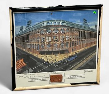 Ebbets Field “A Field in Flatbush” Lmtd Edition 351/1957  Artwork with  Stadium Brick w/ COA