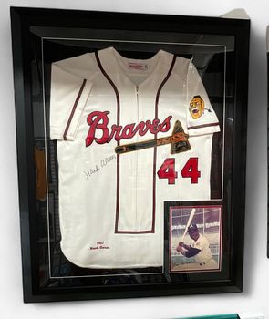 Atlanta Braves Hank Aaron Autographed Framed Jersey