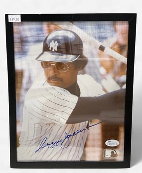 NY Yankees Autographed Reggie Jackson Framed Photo JSA COA
