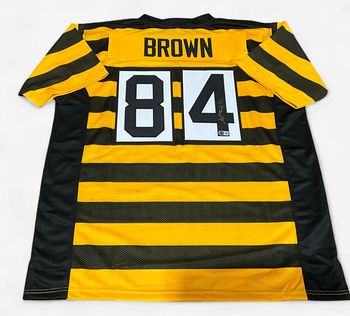Pittsburgh Steelers Autographed Antonio Brown striped Jersey Beckett COA Pittsburgh Steelers Autographed Antonio Brown striped Jersey Beckett COA
