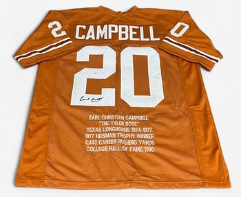 Texas Longhorns Autographed Earl Campbell Jersey PSA COA