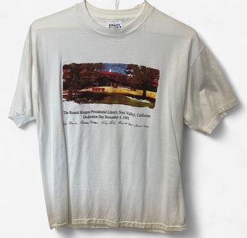Vintage Ronald Reagan Presidential Library White T-shirt Sz L