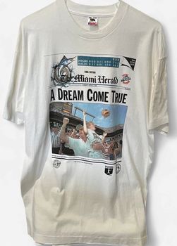 Vintage Marlins vs. Dodgers  (The Miami Herald) A Dream Come True White T-shirt Sz XXL