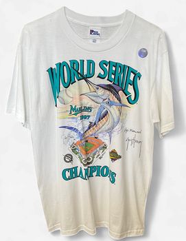 Vintage White  World Series Champions 1997 Marlins T-shirt Sz L