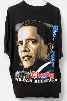 Vintage Barack Obama Change Black T-shirt Sz 4XL