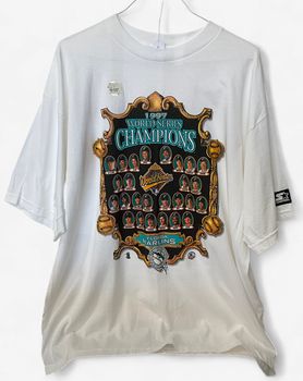 Vintage White 1997 World Series Champions Florida Marlins Sz XL