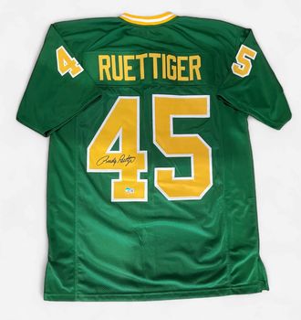 Notre Dame Rudy Ruettiger Autographed Jersey (Green) Beckett Notre Dame Rudy Ruettiger Autographed Jersey (Green) Beckett