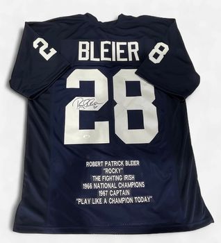 Notre Dame Rocky Bleier Ebroidered Stars Autographed Jersey(Navy) JSA COA Notre Dame Rocky Bleier Ebroidered Stars Autographed Jersey(Navy) JSA COA