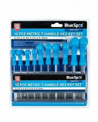 BLUESPOT 10 PCE METRIC T- HANDLE BALL END HEX KEY SET (2-10mm)
