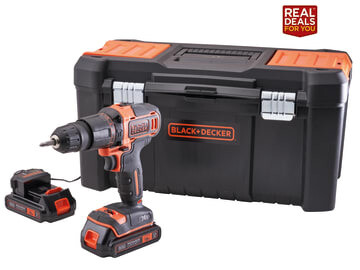 Black & Decker 18V Combi Drill with 2 x 1.5Ah Li-Ion Batteries