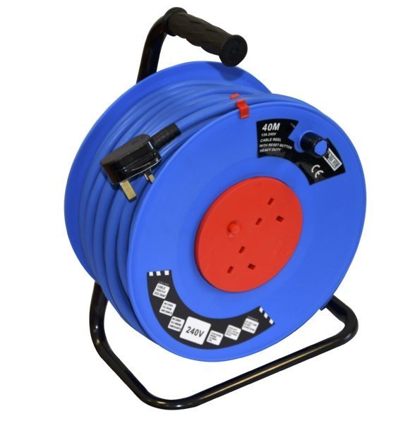 TALA  40m x 220V 2 Out, 2.5mm Large Cable Reel