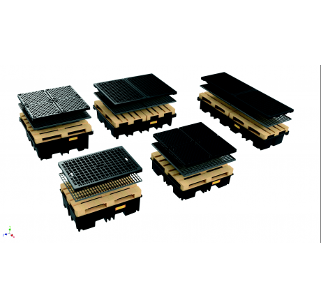 Bac de rétention 4 fûts / 1 Block Palette • PE Nouvelle Génération 400 L Bac de rétention 4 fûts / 1 Block Palette • PE Nouvelle Génération 400 L