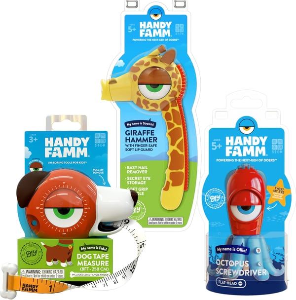 Kids Tool Set Bundle – Giraffe Hammer, Dog Tape Measure &amp; Octopus Screwdriver