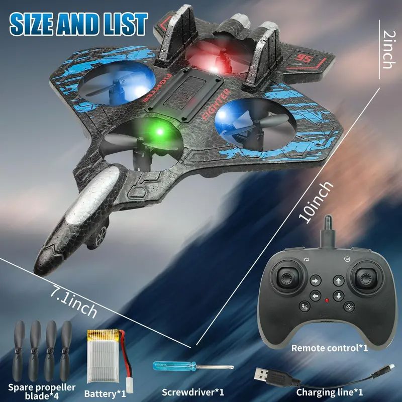 49% OFF 🎉🎉RC Stunt Fighter Jet Toy for Kids with 360° Flips &amp; LED Lights