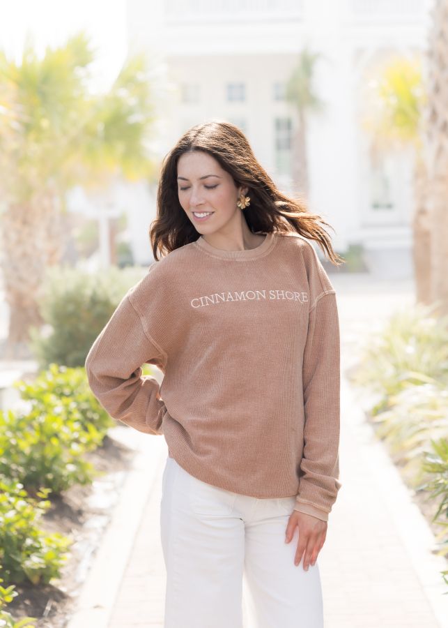 Cinnamon Shore Burnt Brown Corded Pullover, Size: X-Small