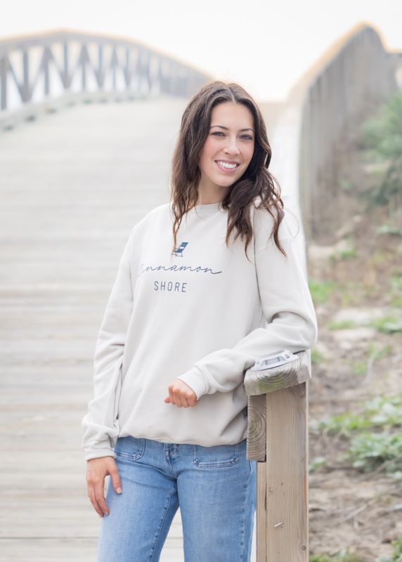 Sand Adult Cinnamon Shore Script Sweatshirt