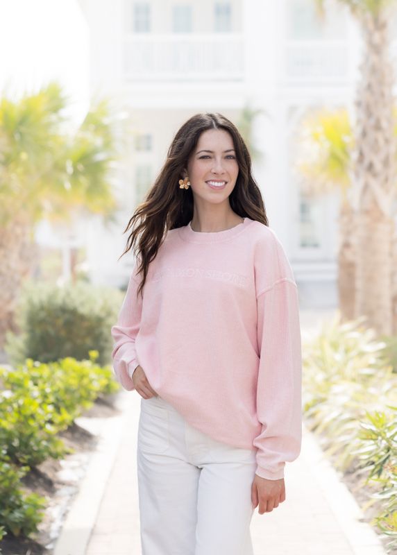 Cinnamon Shore Rose Corded Crew Pullover